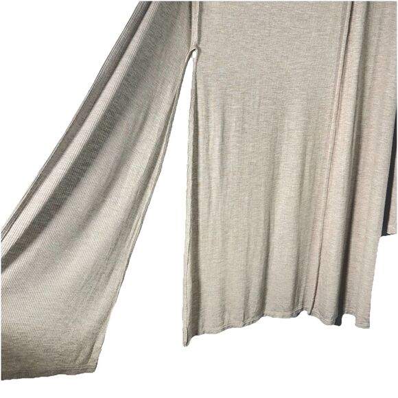Joah Brown Luna Ribbed Open Front Duster Cardigan Sz S/M Tan Side Slits Boho - Picture 10 of 14